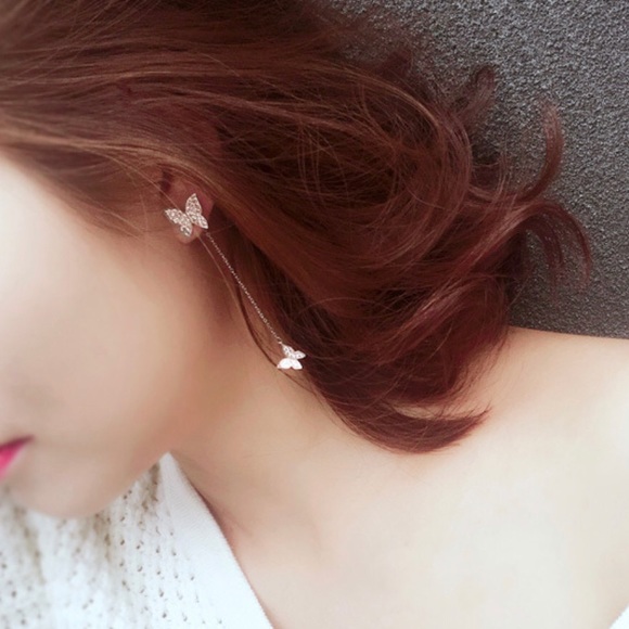 My Added Sparkle Jewelry - Crystal Butterfly Drop Earrings